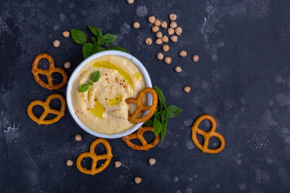 Pretzels and hummus.