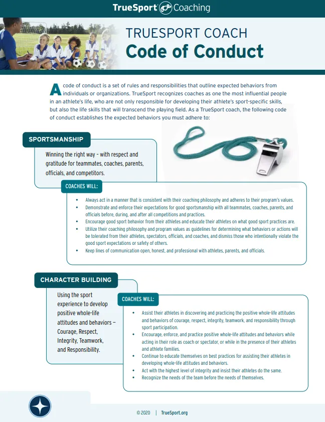 TrueSport Coach: Code of Conduct cover image.