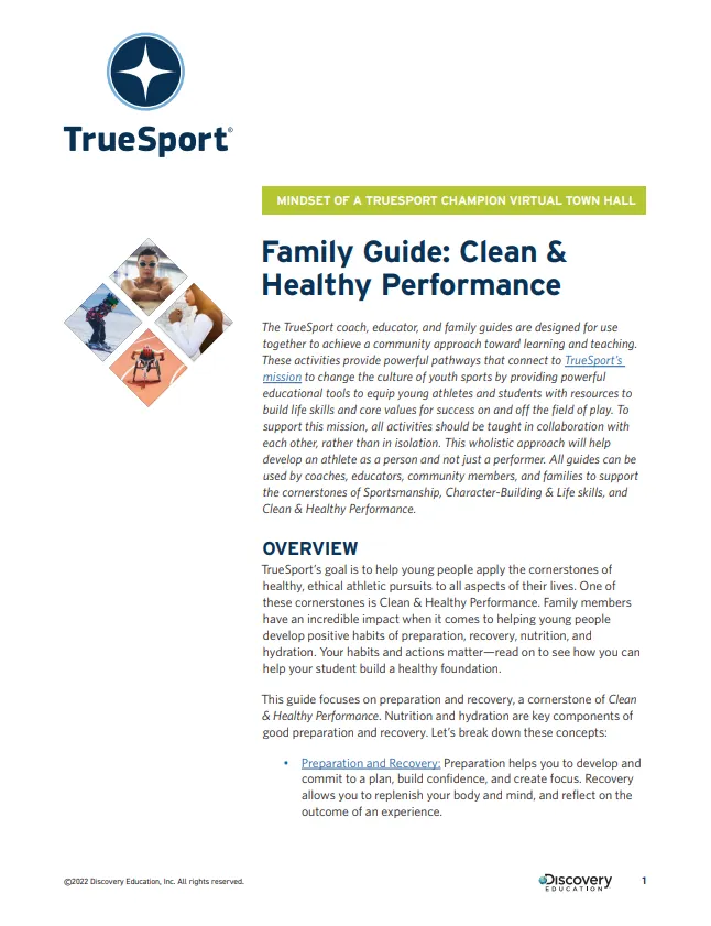 TrueSport Family Guide cover image.