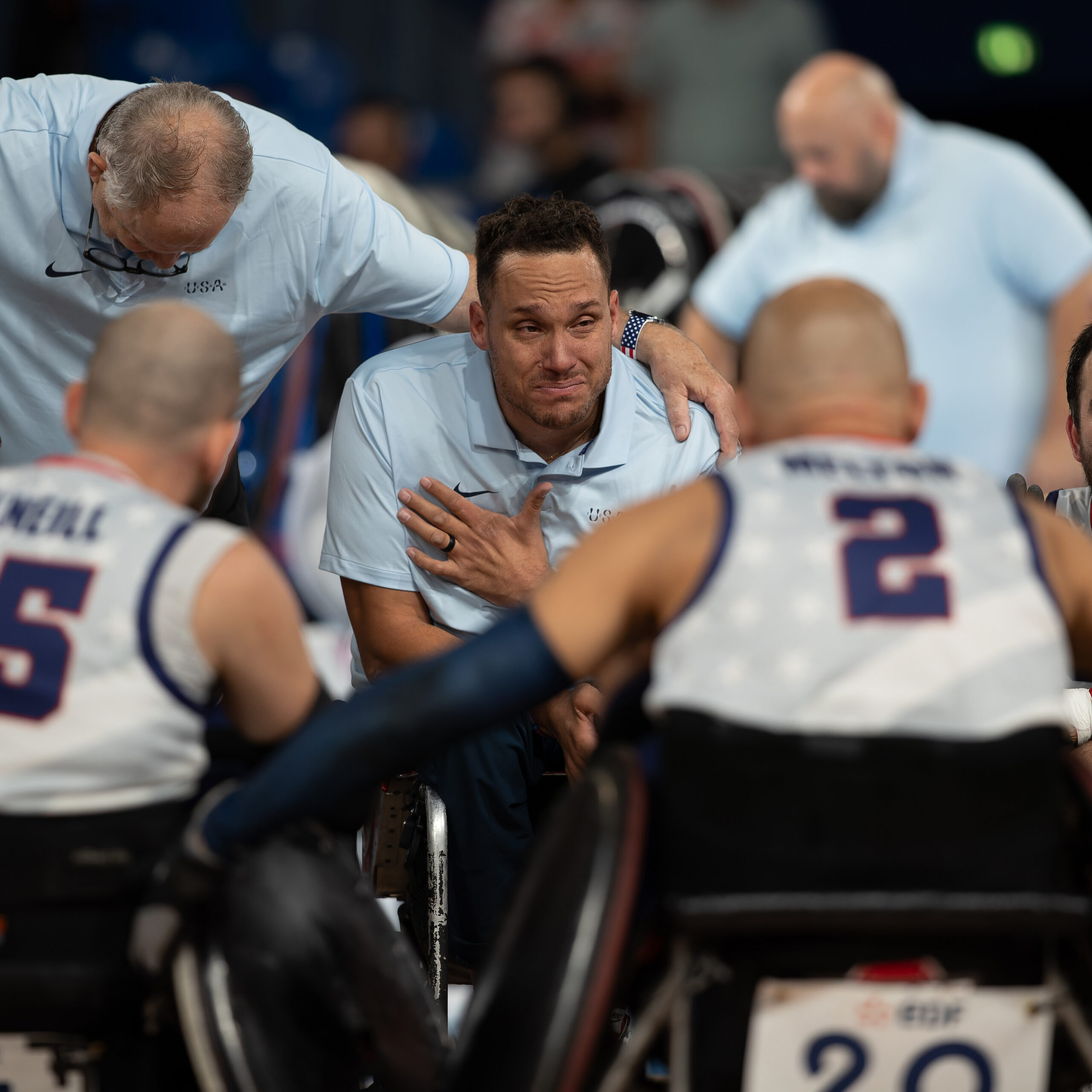 Paralympic Wheelchair Rugby Coach Joe Delagrave speaking to team