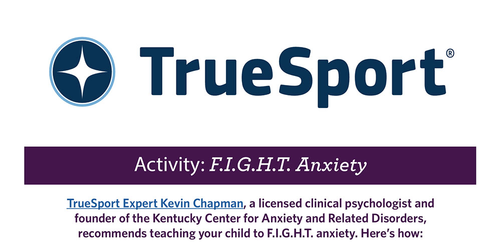 TrueSport FIGHT Anxiety activity resource.
