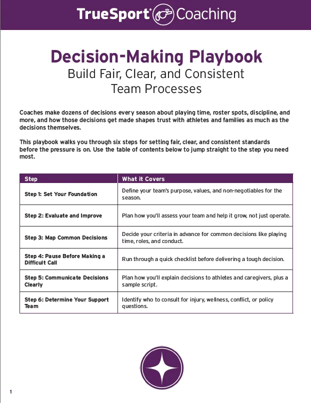 Coach Decision-Making Playbook. Coach Decision-Making Playbook first page