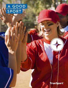 A Good Sport lesson cover image of softball players high fiving.