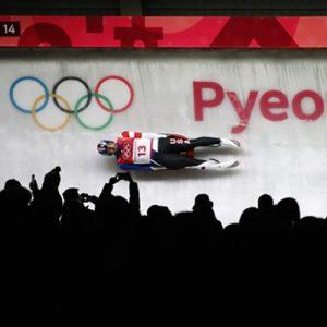 Chris Mazdzer on luge track in PyeonChang.