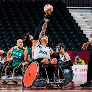 Joe Delagrave playing wheelchair rugby.