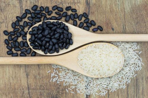 Black beans and brown rice.