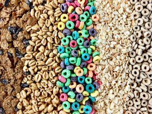A variety of cereals.