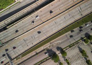 Overhead view of Detroit highway system.