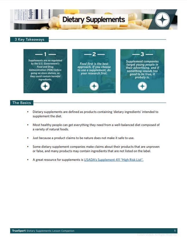 Dietary Supplements simple lesson.