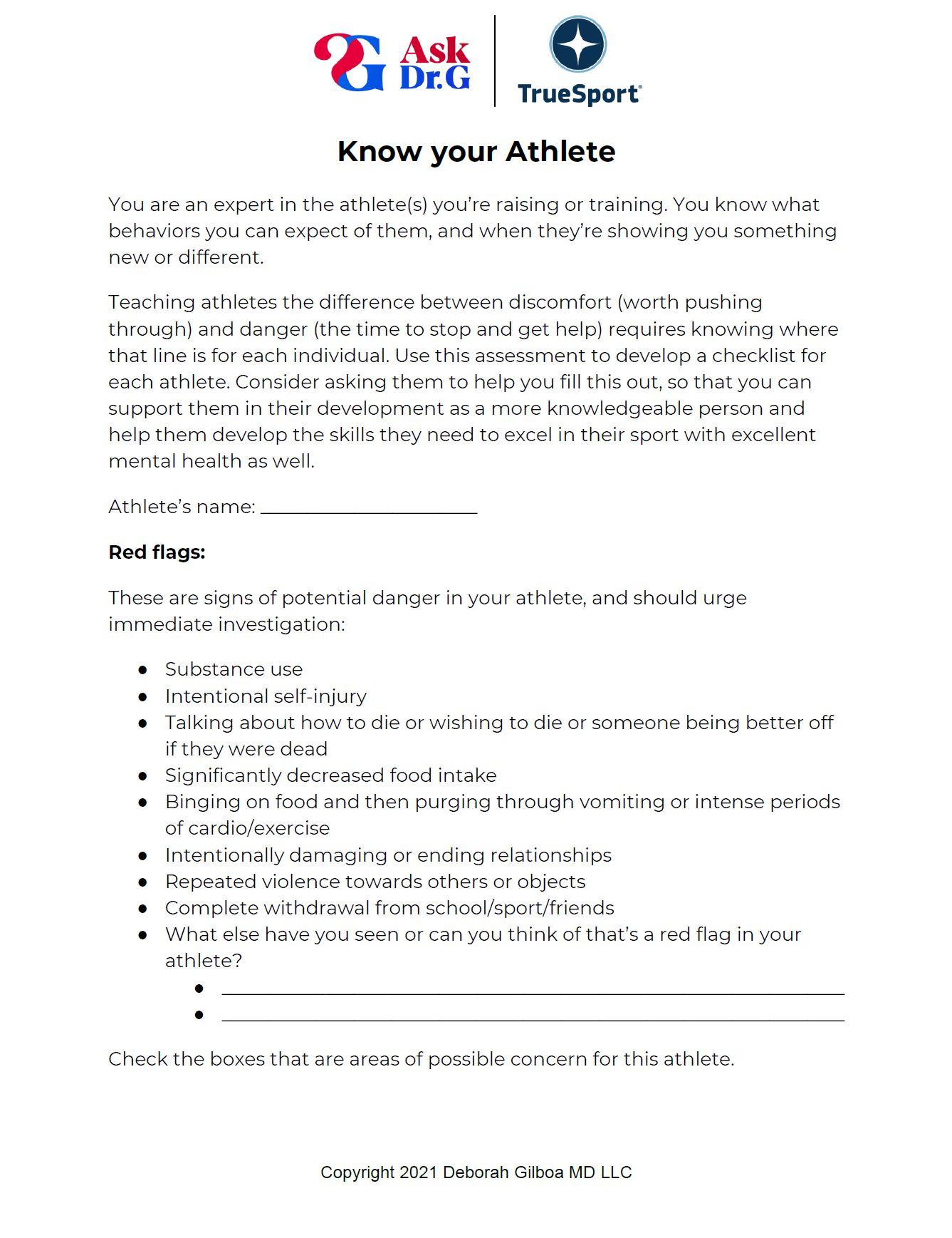 Cover of Dr. G's know your athlete PDF.