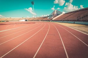 Empty track with blue sky.