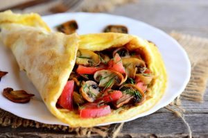 Close up of mushroom omelette.