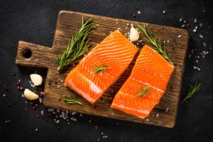 Fresh salmon pieces.