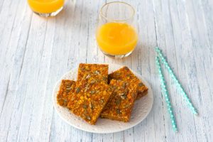 Orange juice and granola bars.