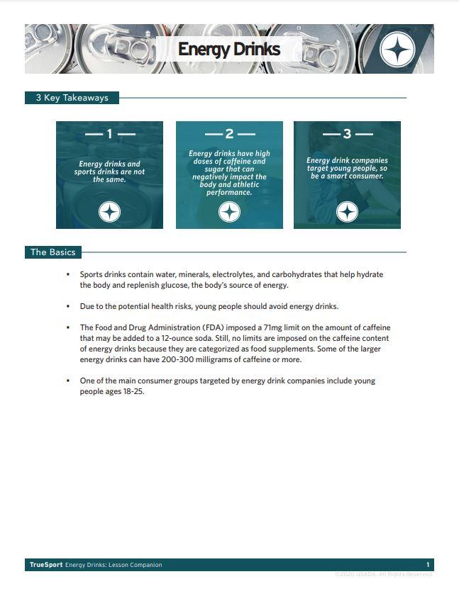 Energy Drinks simple lesson.