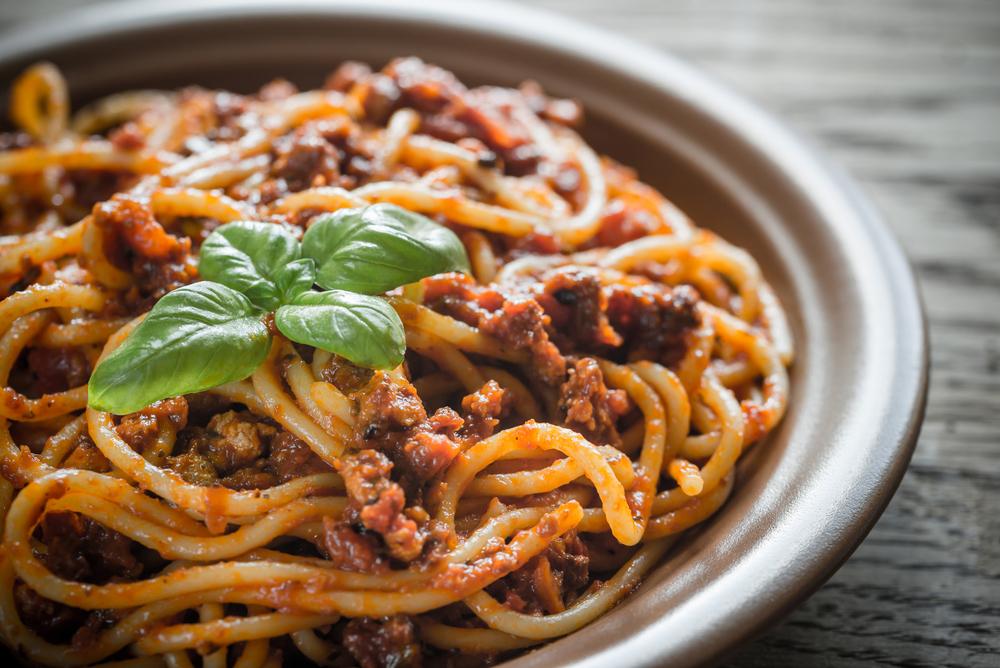 Spaghetti with meat sauce.