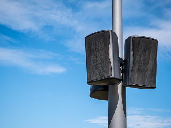 Outdoor stadium speakers.