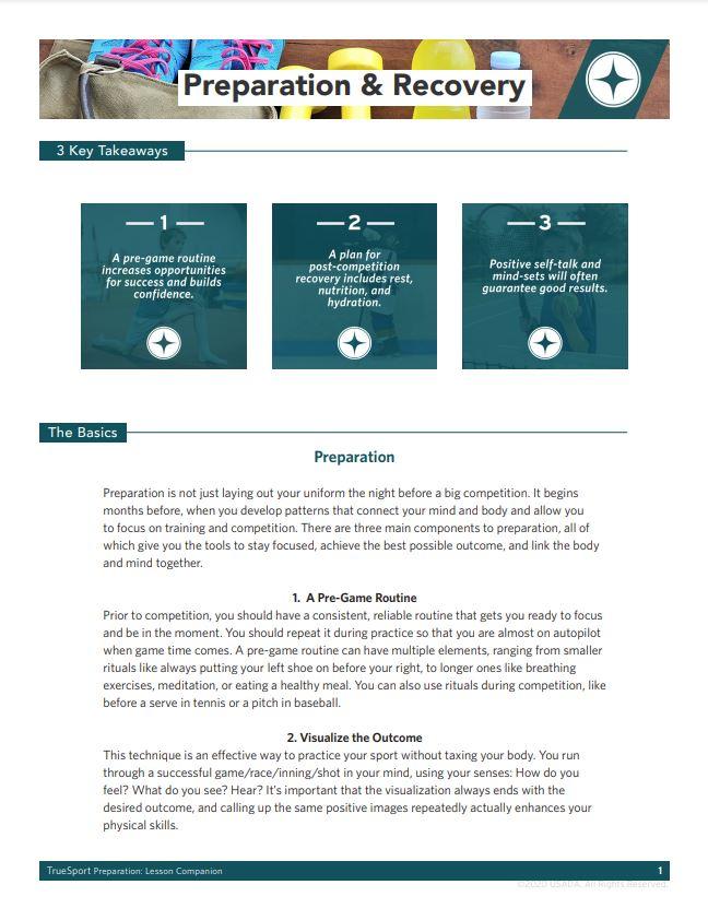 Preparation & Recovery simple lesson.