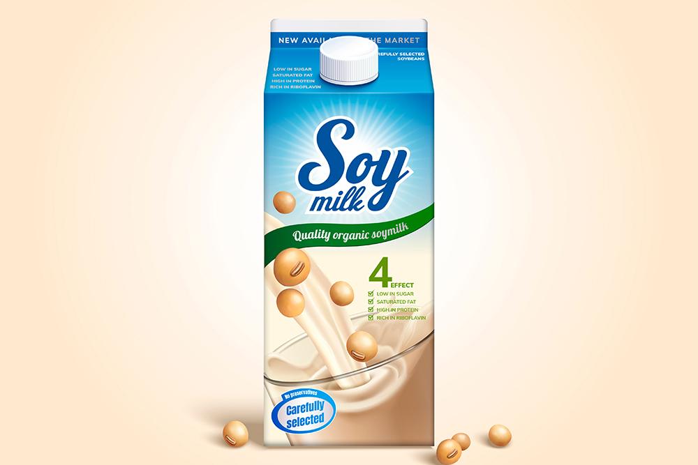 Carton of generic soy milk.