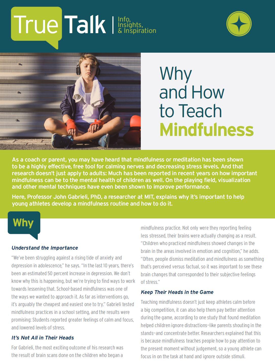 Why and How to Teach Mindfulness.