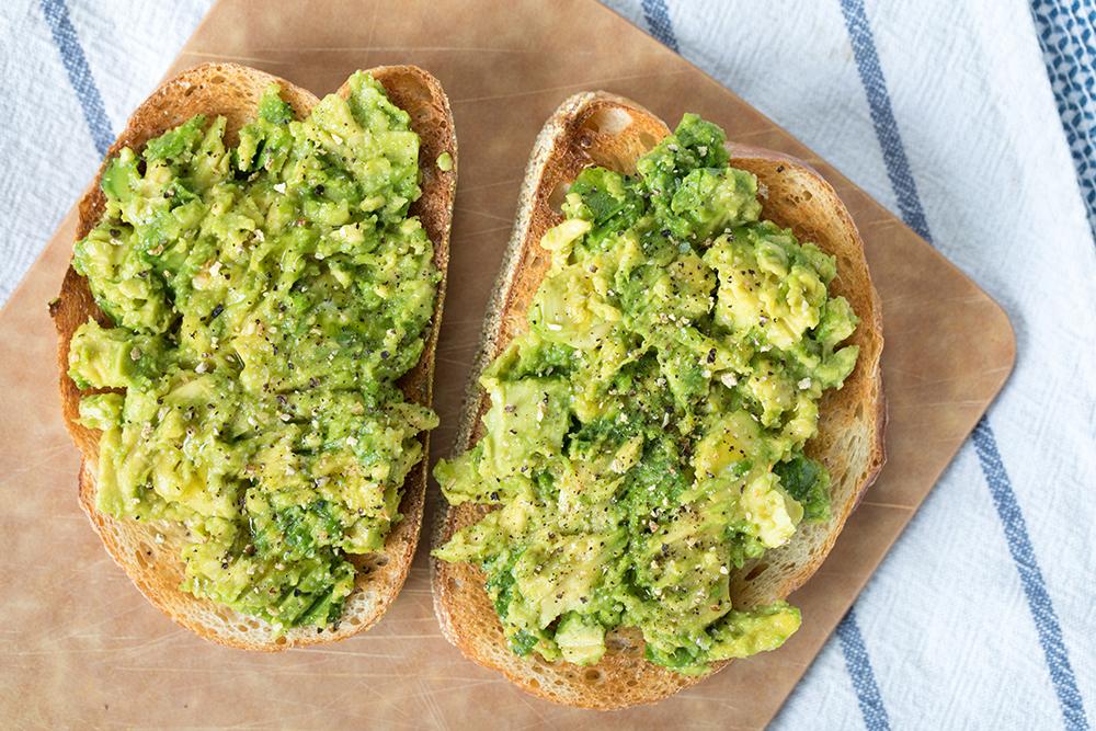 Close up of avocado toast.